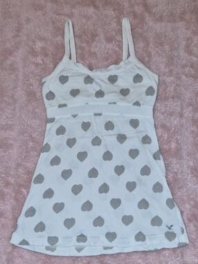 American Eagle Outfitters White Tank Top - Light Gray Print